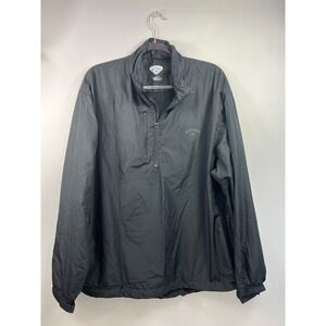 Callaway Windbreaker Jacket Men's Sz XL Black Pullover 1/2 Zip Pockets